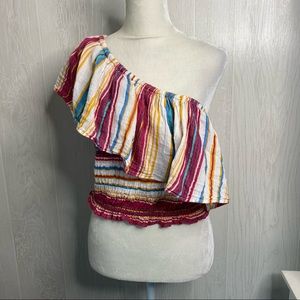 American Eagle•100% Cotton•One Shoulder•Striped•Top•Size M